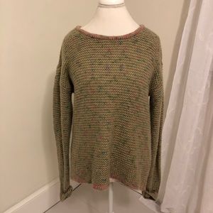 Tan Sweater with Pink and Blue Specs